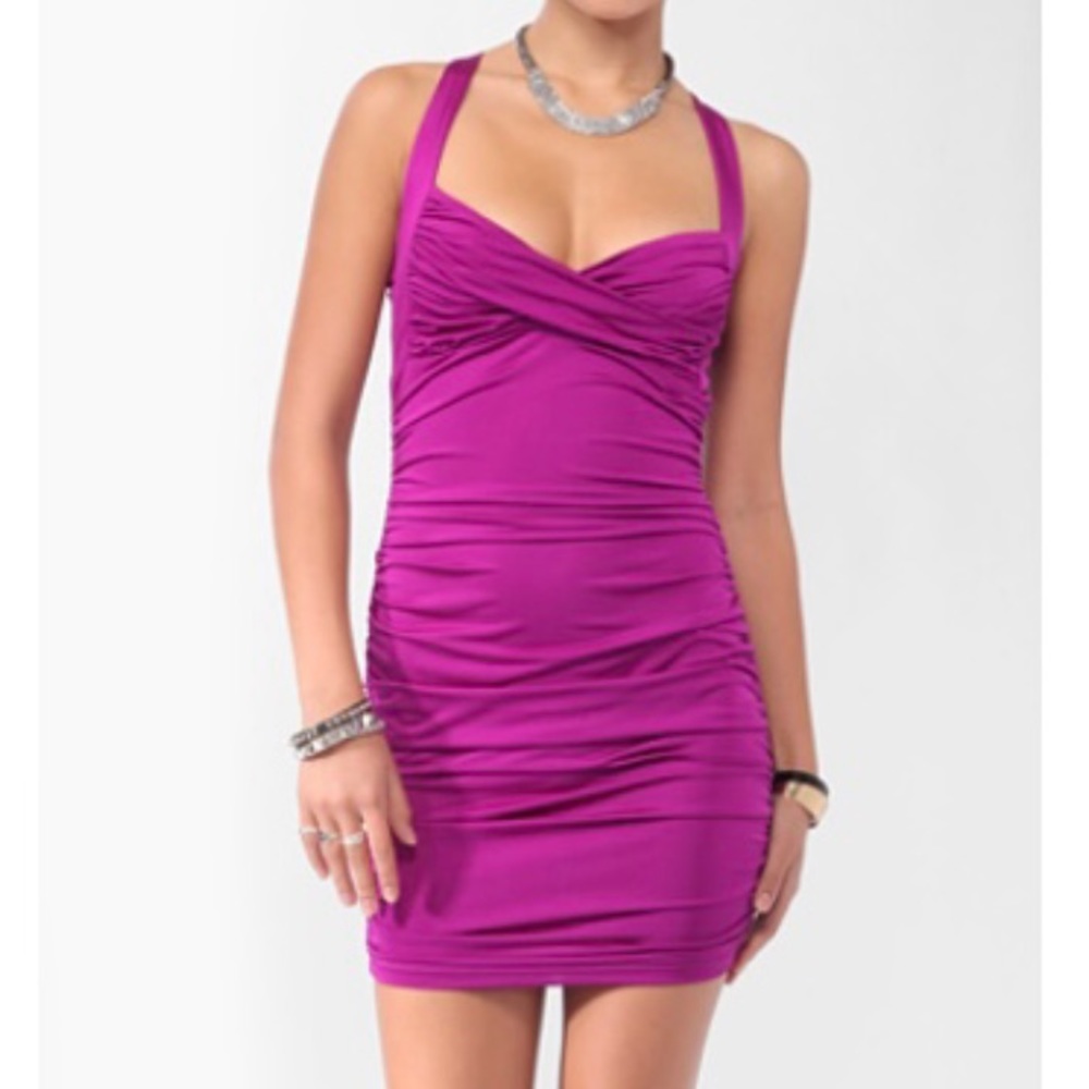 Fuchsia Ruched Bodycon Dress
